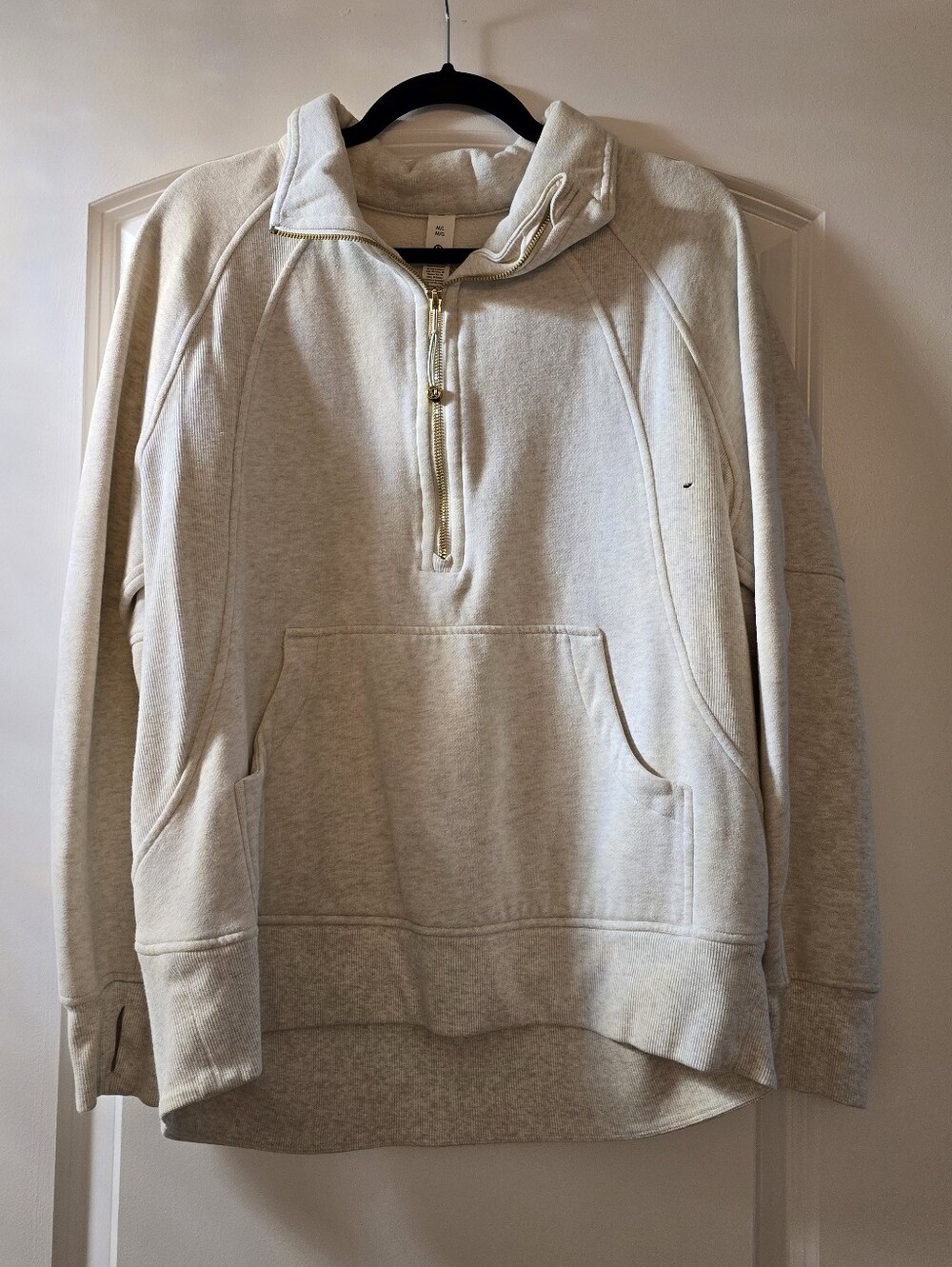 Womens Cream Half-Zip Pullover Sweatshirt